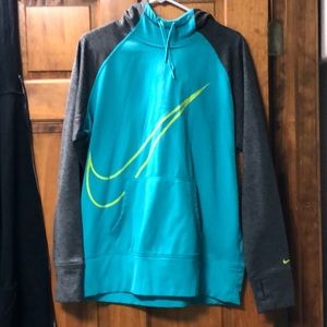 Teal and Gray Nike Therma fit hoodie XL